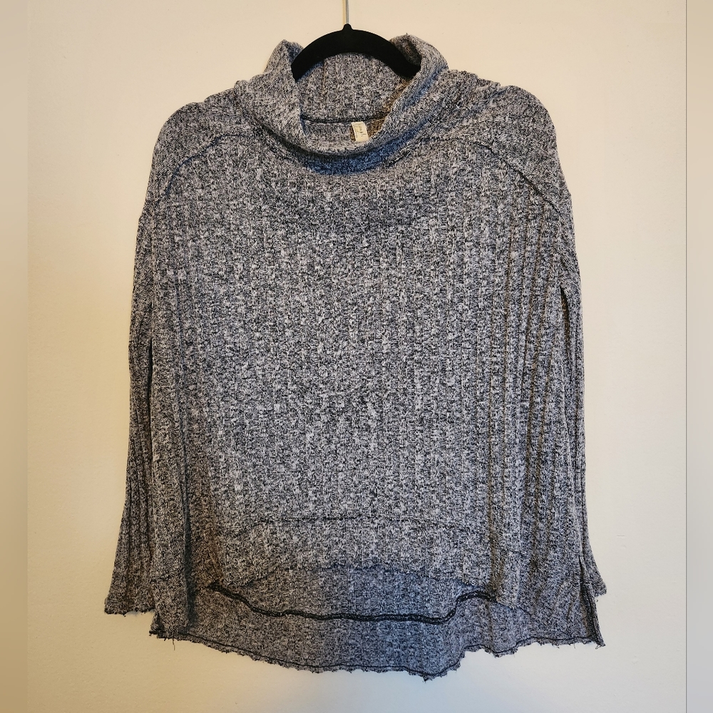 Free People Grey Long Sleeve Cowel Neck